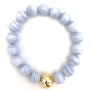 Gorjana Blue Lace Agate Gold Bead Power Gemstone Bracelet Patience